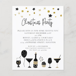 Flyer PAPEL | Bebidas Festa Dourada de Natal Preta Convi