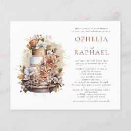 Flyer PAPEL Boho Cake Florals Convite de casamento Bohem