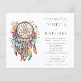 Flyer PAPEL Boho Colorido Casamento de Dreamcatcher Roxo