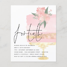 Flyer PAPEL | Bolo de aniversário Dourado rosa, 40.o Con