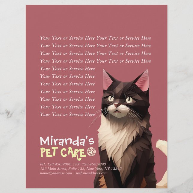 Flyer Papel Cat Cortado Arte Pet Care Comida Compro Clín (Frente)