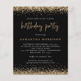 Flyer PAPEL | Convite de Aniversário Dourado com Brilho 