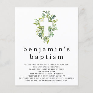 Flyer PAPEL   Convite Eucalyptus Cross Baptism
