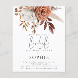 Flyer PAPEL| Convite para 30 de Script Terracotta Floral