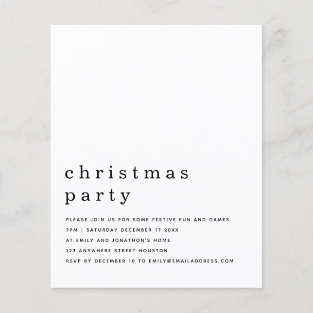 Flyer PAPEL | Convite para a festa de Natal Mínimo Preto (Frente)