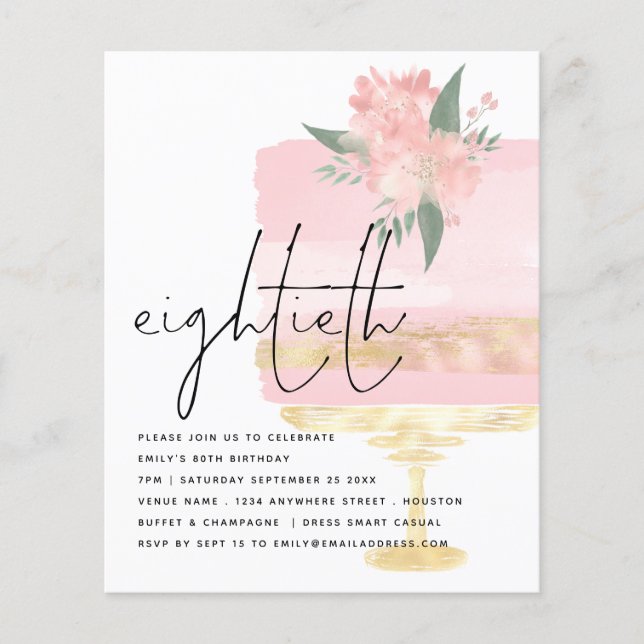 Flyer PAPEL | Convite para o 80 do Bolo de Noite Dourado (Frente)