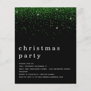 Flyer PAPEL   Convite Preto de Festa de Natal com Brilho