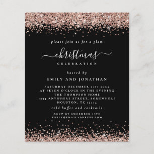 Flyer PAPEL   Convite Preto para Natal Dourado Rosa