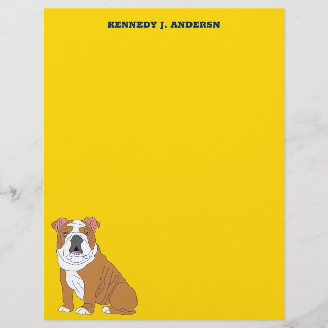 Flyer Papel de carta Personalizado do Bulldog Inglês (Frente)