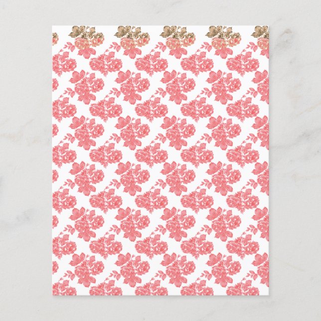 Flyer Papel de embalagem floral, vermelho-claro e rosa,  (Frente)