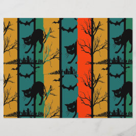 Flyer Papel de Escrapbook para Festas de Gato Halloween