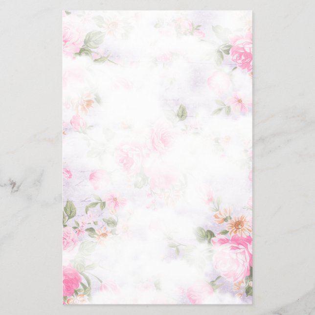 Flyer Papel de papelaria floral vintage (Frente)
