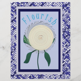 Flyer Papel de Rascunho de Flor de Farfalhagem Azul em P