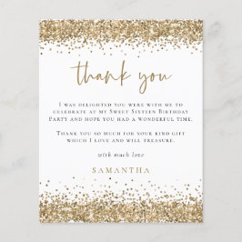 Flyer PAPEL | Dourada Foto Glitter 16 Doce Obrigado