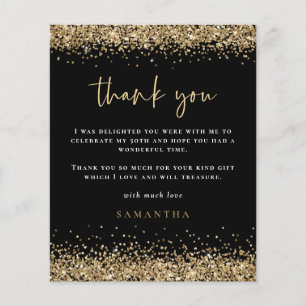 Flyer PAPEL  Dourada Glitter 50ª Foto Preta Obrigado