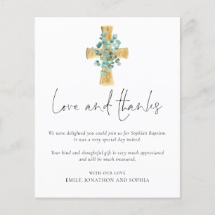 Flyer PAPEL Eucalyptus Cross Script Baptism Obrigado