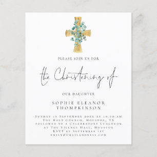 Flyer PAPEL   Eucalyptus Cross Script Christening Convit
