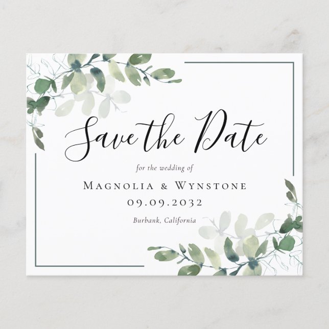 Flyer PAPEL Eucalyptus Wedding Date (Salvar data) (Frente)