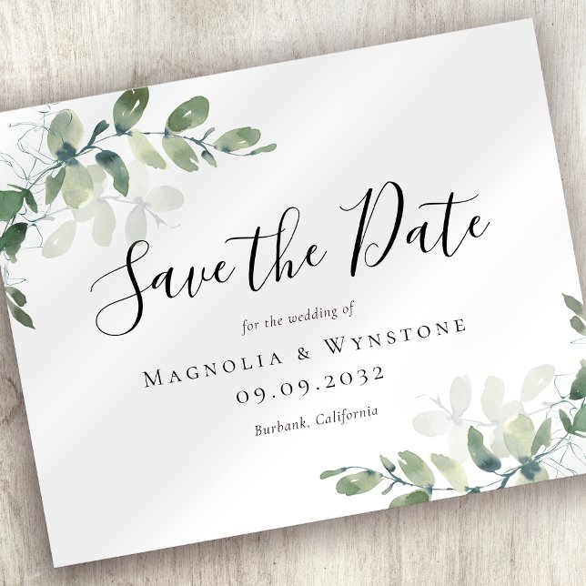 Flyer PAPEL Eucalyptus Wedding Date (Salvar data) (Criador carregado)