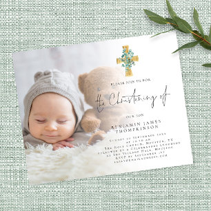 Flyer PAPEL   Foto Eucalyptus Cross Christening Convite