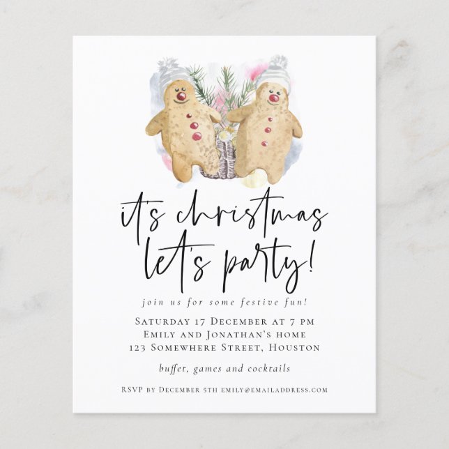 Flyer PAPEL Gingerbird Men Natal Lets Party Convidam (Frente)