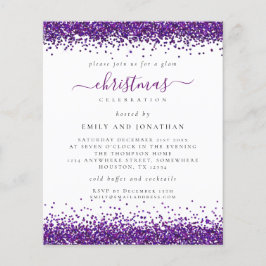Flyer PAPEL Purple Glitter Festa de Natal White Invite