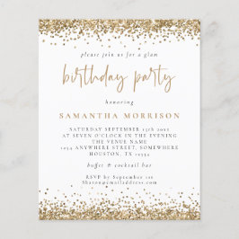 Flyer PAPEL | Qualquer Convite Branco Dourado De Anivers