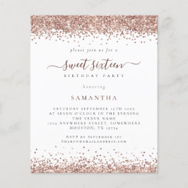 Flyer PAPEL | Rosa Dourado Glitter 16 Doce Convite