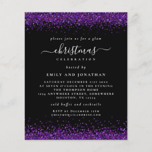 Flyer PAPEL Roxo Festa de Natal da Glitter Convidado Pre