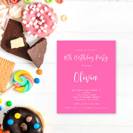 Flyer PAPEL | Script de Festa de aniversário Rosa Quente