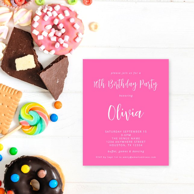 Flyer PAPEL | Script de Festa de aniversário Rosa Quente (valu paper alternative)