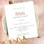 Flyer PAPEL Texto Simples Blush 50º Convite de Aniversár<br><div class="desc">Texto Simples do PAPEL Lave 50º Convite de Aniversário. Um PAPEL de preço totalmente personalizável,  não uma placa,  alternativo de 4, 5 x 5, 6 polegadas fornecido SEM envelopes (A6 é o tamanho mais próximo do ajustado).</div>