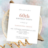 PAPEL Texto Simples Blush 60º Convite de Aniversár