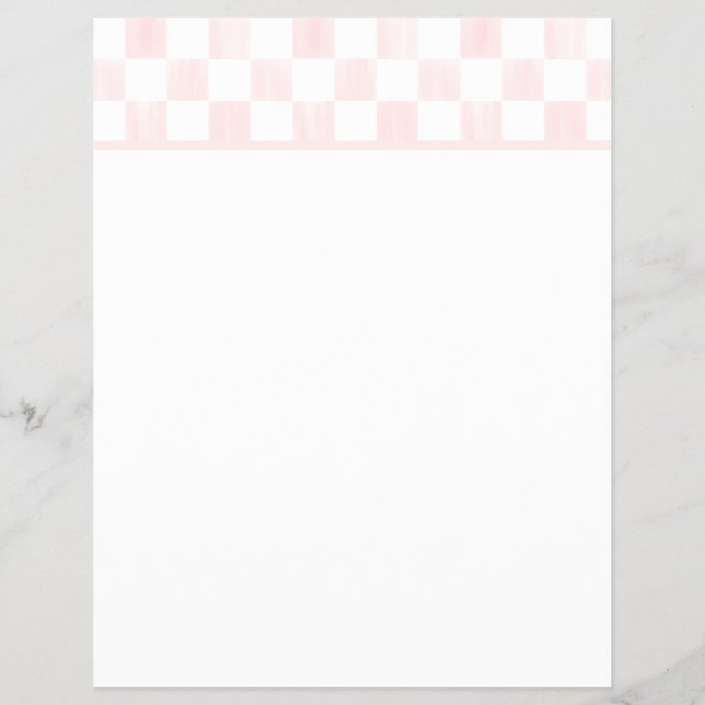 Flyer Papel Timbrado Xadrez Branco e Rosa em Branco (Frente)