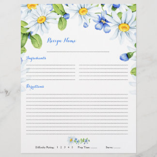 Flyer Papelarias Florais Margarida Azul e Branco Receita