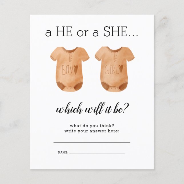 Flyer PAPER Bebê Roupas Que Ela Sexo Revela Adivinhações (Frente)