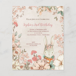 Flyer PAPER | Bunny Floral 2nd Birthday Girl Invitation