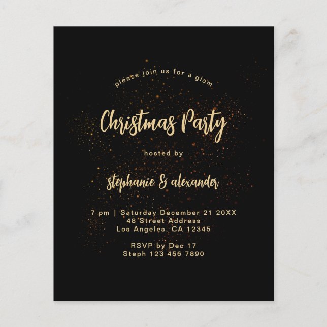 Flyer PAPER Classy Gold Black Christmas Party Invite (Frente)