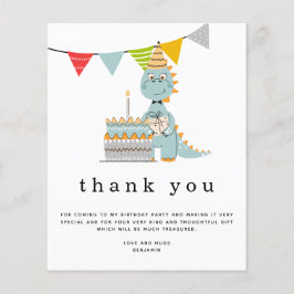Flyer PAPER | Cute Dinosaur Cake Kids Birthday Thank You