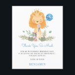 Flyer PAPER | Cute Lion Toddler Blue Thank You<br><div class="desc">A great value PAPER (not card) alternative WITHOUT ENVELOPES at SMALLER size 4.5” x 5.6” and at a budget price. (Standard A6 envelopes are the nearest size to fit). Cute Lion Toddler Blue Thank You. Sweet jungle charm for your little boy’s birthday thank you notes. Easily personalise the words to...</div>