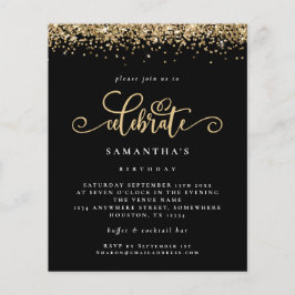 Flyer PAPER Dourado Glitter Celebra o Convite Preto de A