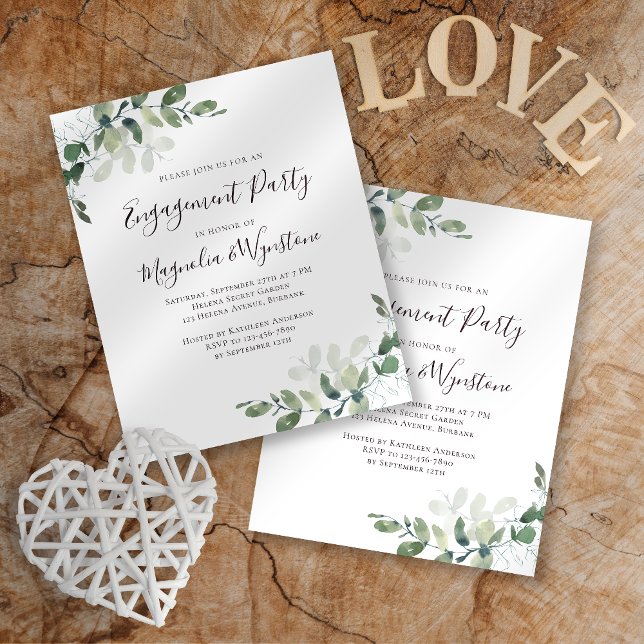 Flyer PAPER Eucalyptus Engagement Party Invitation (Criador carregado)