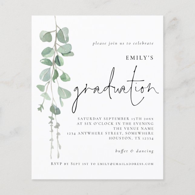 Flyer PAPER Eucalyptus Script 2022 Graduation Invite (Frente)