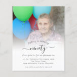 Flyer PAPER Photo Script 90th Birthday Party Invitation<br><div class="desc">A great value PAPER (not card) alternative WITHOUT ENVELOPES at SMALLER size 4.5” x 5.6” and at a budget price. (Standard A6 envelopes are the nearest size to fit). Photo Script 90th Birthday Party Invitation. A minimalist fully customisable design for ninetieth or any age birthday party, Simply replace the sample...</div>