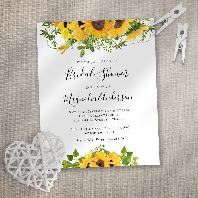 Flyer PAPER Sunflower Bridal Shower Brunch Invitation (Criador carregado)