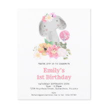 PAPER | Sweet Elephant First Birthday Party Invite