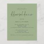 Flyer PAPER | Wedding Rehearsal Dinner Sage Green Invite<br><div class="desc">A great value PAPER (not card) alternative WITHOUT ENVELOPES at SMALLER size 4.5” x 5.6” and at a budget price. (Standard A6 envelopes are the nearest size to fit). Wedding Rehearsal Dinner Sage Green Invite. This modern typography design has elegant informal set script for Rehearsal Dinner and the rest of...</div>