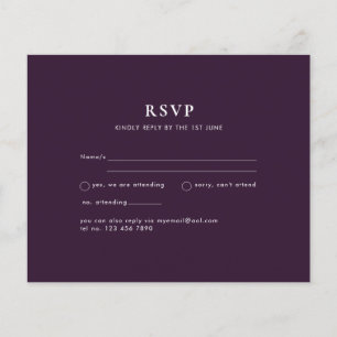 Flyer Par RSVP Púrpura Casamento Monocromático Moderno