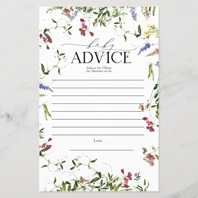 Flyer Parecer do Parceiro de Chá de fraldas de Flor Selv (Frente)