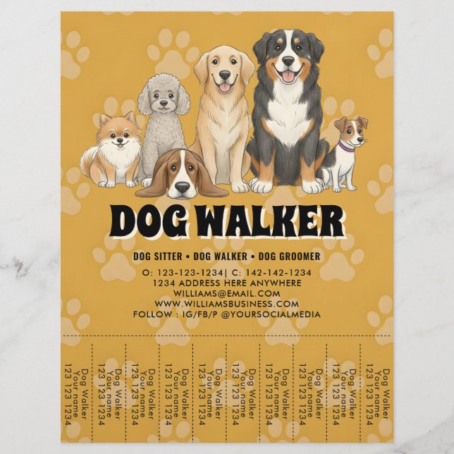 Flyer Passeador de Cães Babá de Animais Promocional Pers (Frente)